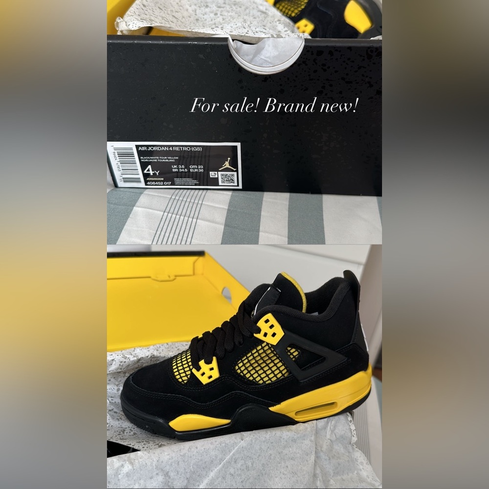 Brand New Jordan 4 black and yellow kids Size 4
